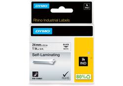Labeltape Dymo Rhino industrieel zelflaminerend 24mm zwart op wit