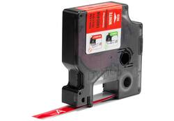 Labeltape Dymo Rhino industrieel vinyl 12mm wit op rood