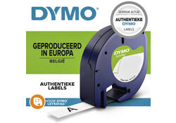 Labeltape Dymo LetraTag plastic 12mm zwart op geel
