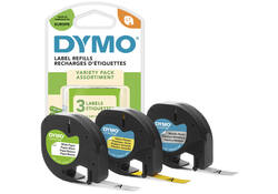 Labeltape Dymo LetraTag 12mm assorti 3 stuks