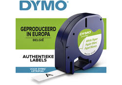 Labeltape Dymo LetraTag papier 12mm zwart op wit