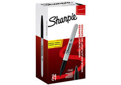 Viltstift Sharpie rond fijn zwart valuepack à 20 + 4 stuks gratis