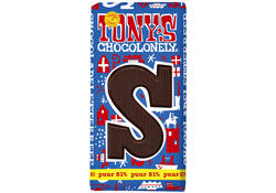 Chocoladeletter Tony's Chocolonely puur S 180gr