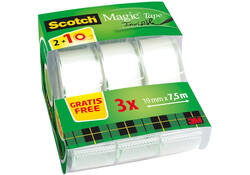 Plakband Scotch Magic 810 19mmx7.5m onzichtbaar mat 2+1 gratis + handdispenser