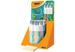 Balpen Bic 4kleuren velours medium assorti
