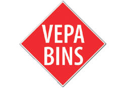 Afvalbak Vepa Bins met pushdeksel 50 liter metaal wit