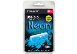 USB-stick 3.0 Integral 64GB neon blauw