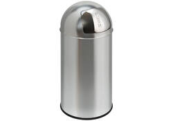 Afvalbak Pushcan met pushdeksel 40liter mat RVS