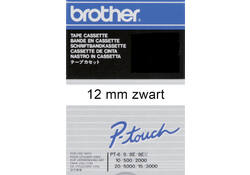 Labeltape Brother P-touch TC-201 12mm zwart op wit