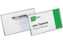 Badge Durable 8001 met speld en klemrand 40x75mm