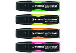 Markeerstift STABILO GREEN BOSS 6070/4 assorti etui à 4 stuks