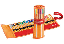 Fineliner STABILO point 88/30 rollerset oranje/rood fijn assorti etui à 30 stuks