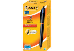 Balpen Bic 4kleuren Pro met ring medium zwart