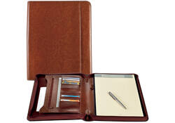 Schrijfmap Brepols Palermo luxe A4 met rits inclusief schrijfblok bruin