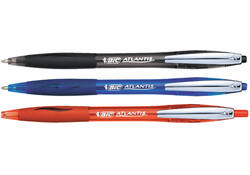 Balpen Bic Atlantis soft metalen clip clic medium zwart