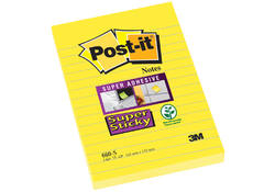 Memoblok Post-it 660 Super Sticky 102x152 geel met lijn