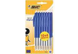 Balpen Bic M10 medium blauw blister à 10+4 gratis