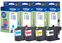Inktcartridge Brother LC-221VALBP zwart + 3 kleuren