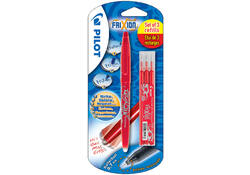 Rollerpen PILOT friXion medium rood blister à 1 stuk + 3 vullingen