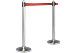 Afzetpaal Securit RVS met rolband 210cm rood