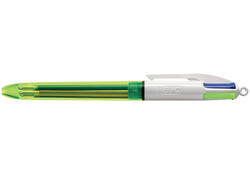 Balpen Bic 4kleuren medium fluor geel