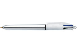 Balpen Bic 4kleuren shine medium zilver