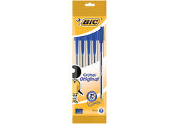Balpen Bic Cristal medium blauw blister à 5 stuks