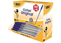 Balpen Bic Cristal medium blauw doos à 90+10 gratis