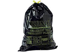 Vuilniszak Komo 60 liter met trekband zwart rol à 15 stuks