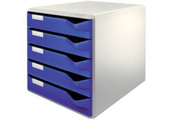 Ladenblok Leitz A4 5 laden blauw/wit