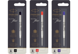 Balpenvulling Parker Quinkflow medium blauw blister à 1 stuk