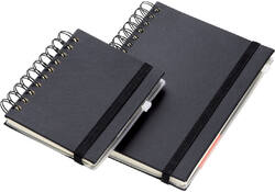 Notitieboek Quantore A6 spiraal lijn 192blz 80gr zwart