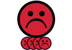 Magneet smiley 50mm emotie bedroefd rood