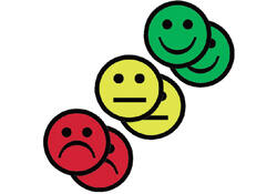 Magneet smiley 50mm 2x geel 2x groen 2x rood