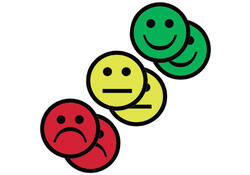 Magneet smiley 25mm emotie bedroefd rood