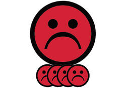 Magneet smiley 25mm emotie bedroefd rood