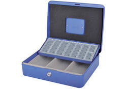 Geldkist Pavo met muntsorteerbak 300x240x90mm blauw