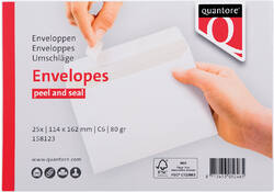 Envelop Quantore bank C6 114x162mm zelfklevend wit 25stuks