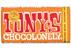 Chocolade Tony's Chocolonely melk karamel zeezout reep 180gr