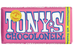 Chocolade Tony's Chocolonely wit framboos knettersuiker reep 180gr