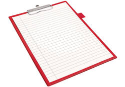 Klembord Quantore A4 staand PVC rood met 100mm klem + penlus
