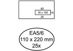 Envelop Quantore 110x220mm venster 3x10cm rechts zelfkl 25st