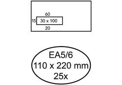 Envelop Quantore 110x220mm venster 3x10cm links zelfkl 25st