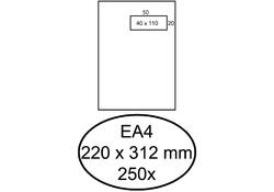 Envelop Hermes akte EA4 220x312mm venster rechts 4x11cm zelfklevend wit doos à 250 stuks