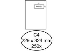Envelop Hermes akte C4 229x324mm venster rechts 4x11cm zelfklevend wit doos à 250 stuks