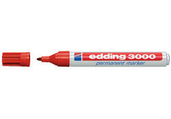 Viltstift edding 3000 rond 1.5-3mm rood blister à 4 stuk
