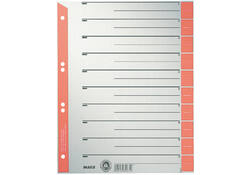 Scheidingsbladen Leitz A4 karton 230gr 6-gaats rood