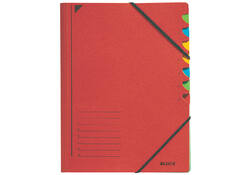 Sorteermap Leitz 7 tabbladen karton rood