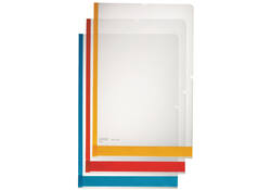 Insteekmap L-model Leitz premium A4 0.15mm PP gekleurde rand transparant 6 stuks