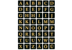 Etiket HERMA 4130 13x13Mm letters A-Z zwart op goud